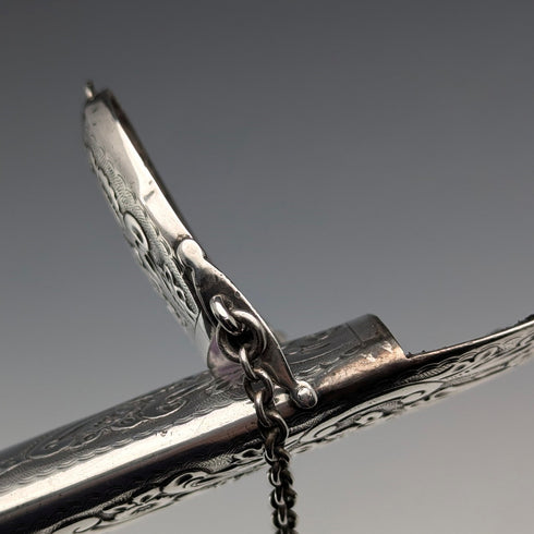 1888 British antique sterling silver chatelaine eyeglass case